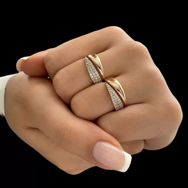 Ring for Women Ins Trendy Niche Design Index Finger Ring Fashion Personality Minimalist Style Diamond-Studded Temperament Internet Celebrity Open Ring