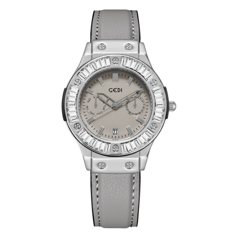 Gedi celebridad en línea Moranti gris reloj de mujer de silicona interior de alto grado reloj de cuarzo impermeable reloj de mujer al por mayor