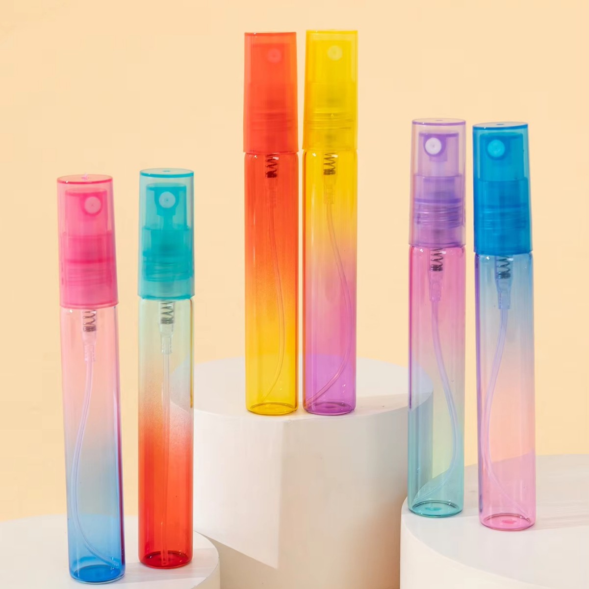 5ml botella de perfume de vidrio de color cabeza de la bomba de prensa pequeña botella de pulverización ultra-fina botella de aerosol botella cosmética líquida