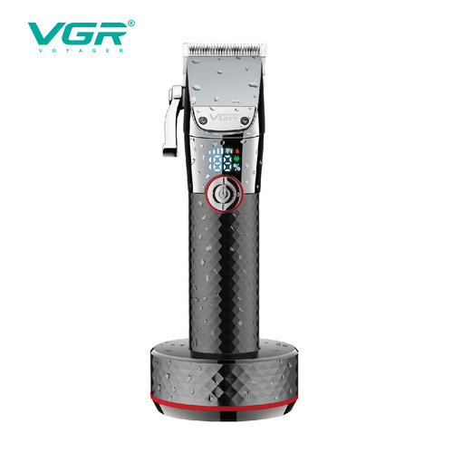 VGR new professional hair clipper LED digital display IPX7 washable electric clipper base rechargeable shaving clipper V-682