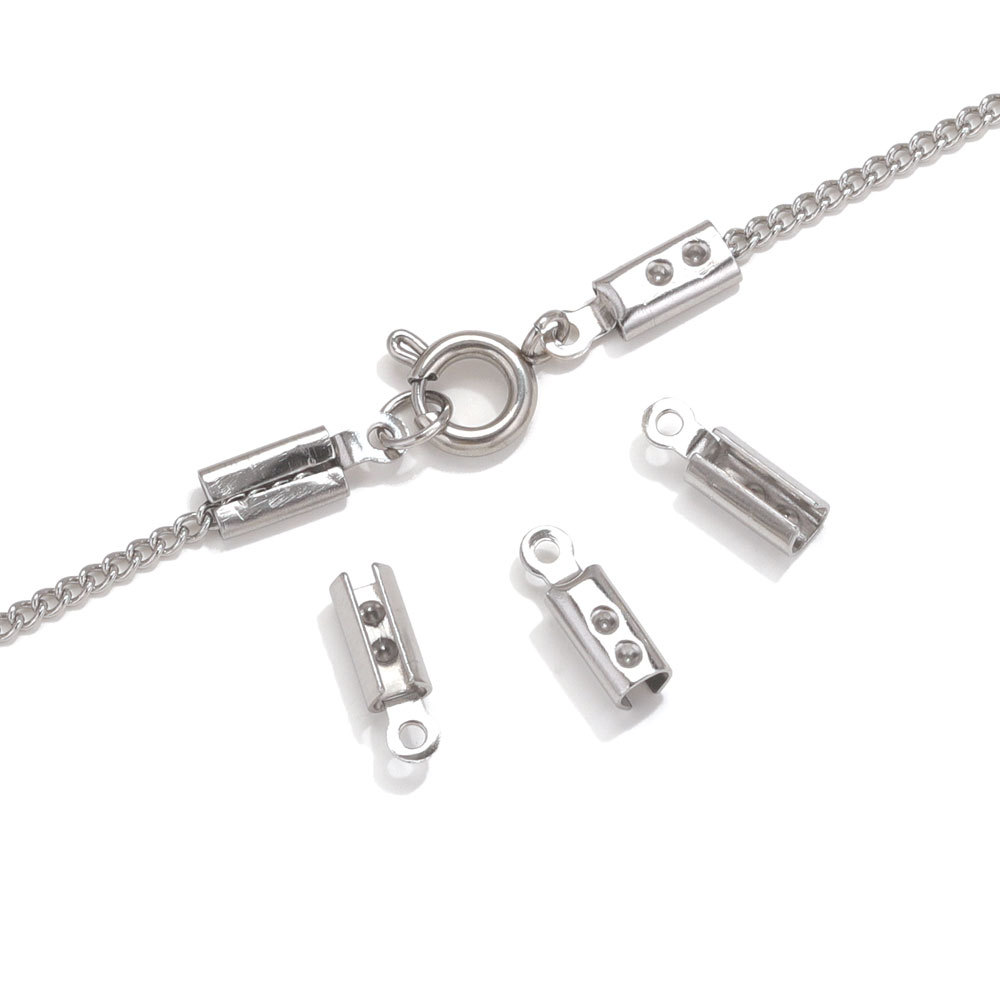 Cadena de cubo de acero inoxidable hebilla de cuerda de cuero hebilla de conexión de cuerda DIY pulsera tobillera accesorios de joyería hechos a mano en stock