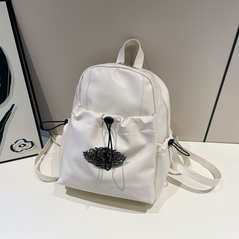 Europa y los Estados Unidos retro estilo de la universidad mochila de mujer simple color sólido de gran capacidad mochila de estudiantes 2025 nueva mochila de mujer