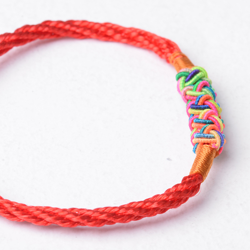 Woven adjustable red rope bracelet handmade