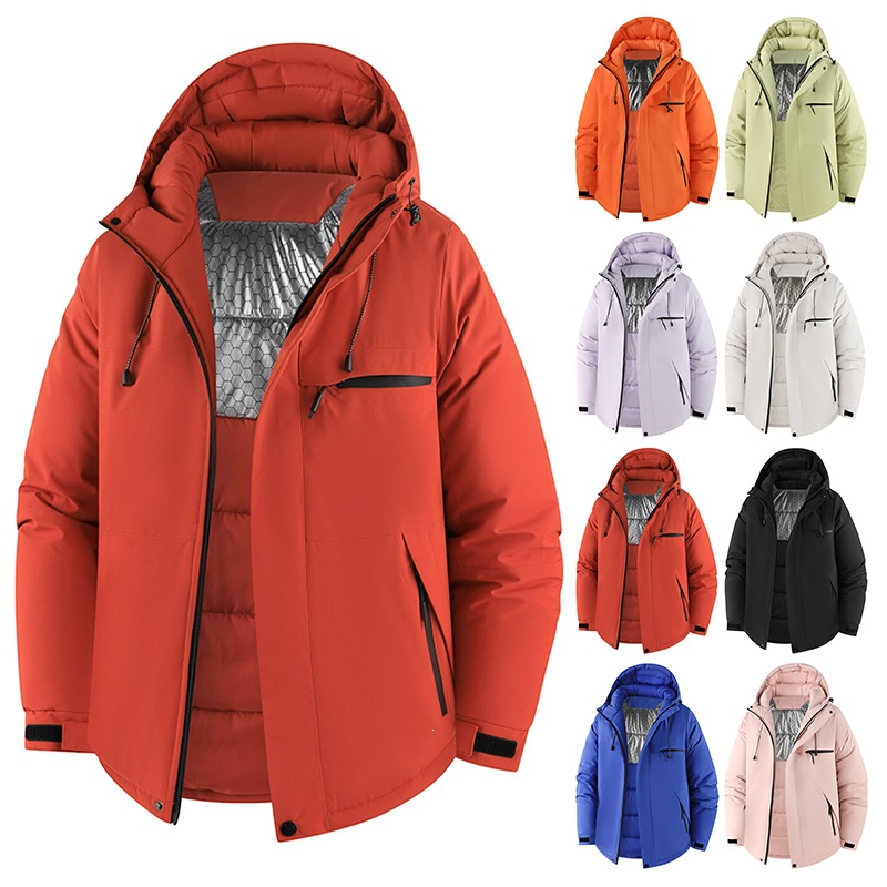 Manufacturer wholesale graphene thermal jackets for men and women, 2026 new autumn and winter models, fleece-lined, thickened, warm outerwear