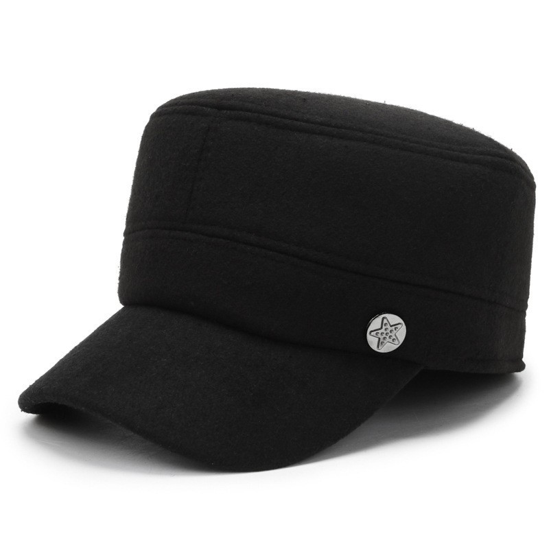 Five-star flat hat—black