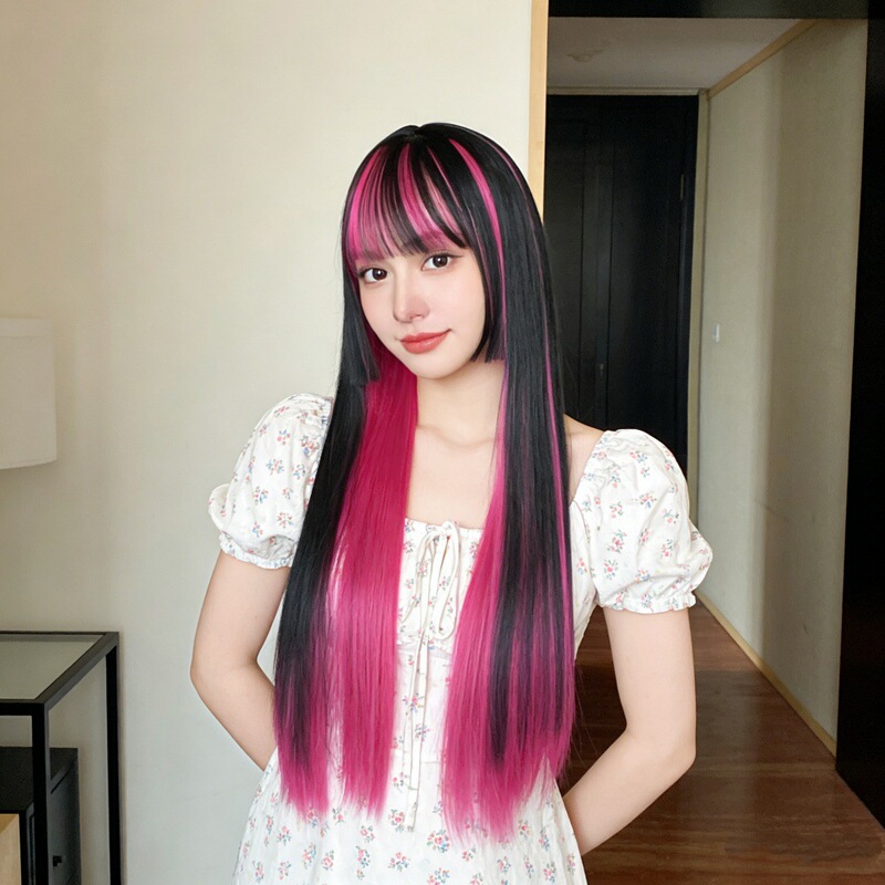Pinduoduo Hot-Selling Female Cosplay Lolita Two-Tone Wig with Highlights, Full Head Long Hair D Gothic Full Head Wig Pinduoduo Hot-Selling Female Cosplay Lolita Two-Tone Wig with Highlights, Full Head Long Hair D Gothic Full Head Wig