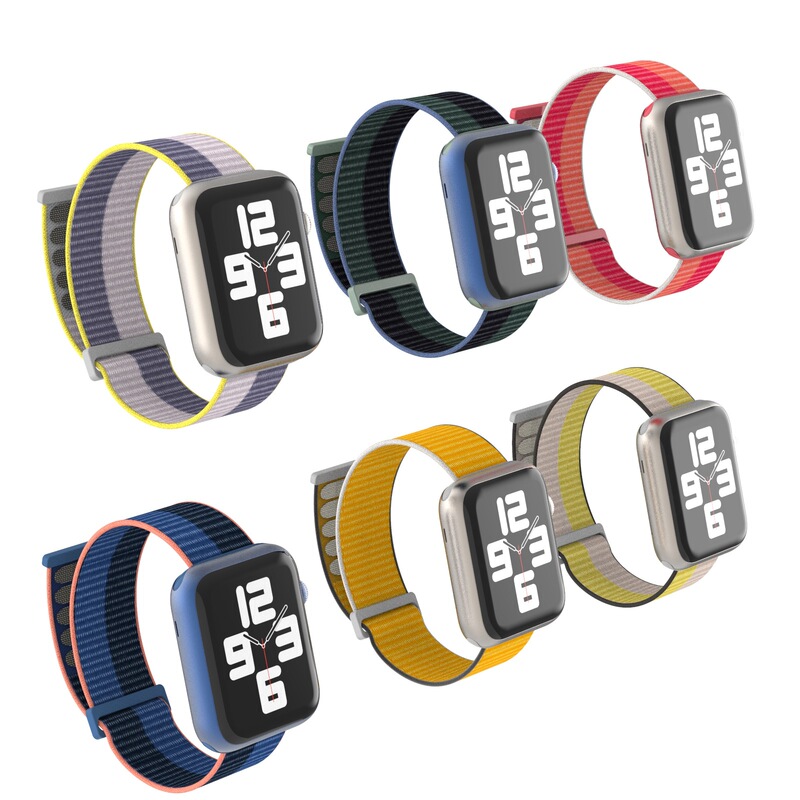 Suitable for Apple Nylon Watch Strap, Two-Section Velcro Loop, Apple Smart Watch Rubber Buckle Wristband