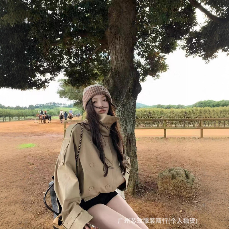 AC正确原2025新款秋款风衣里衬格子纽扣设计高版本时尚气质网红风|undefined