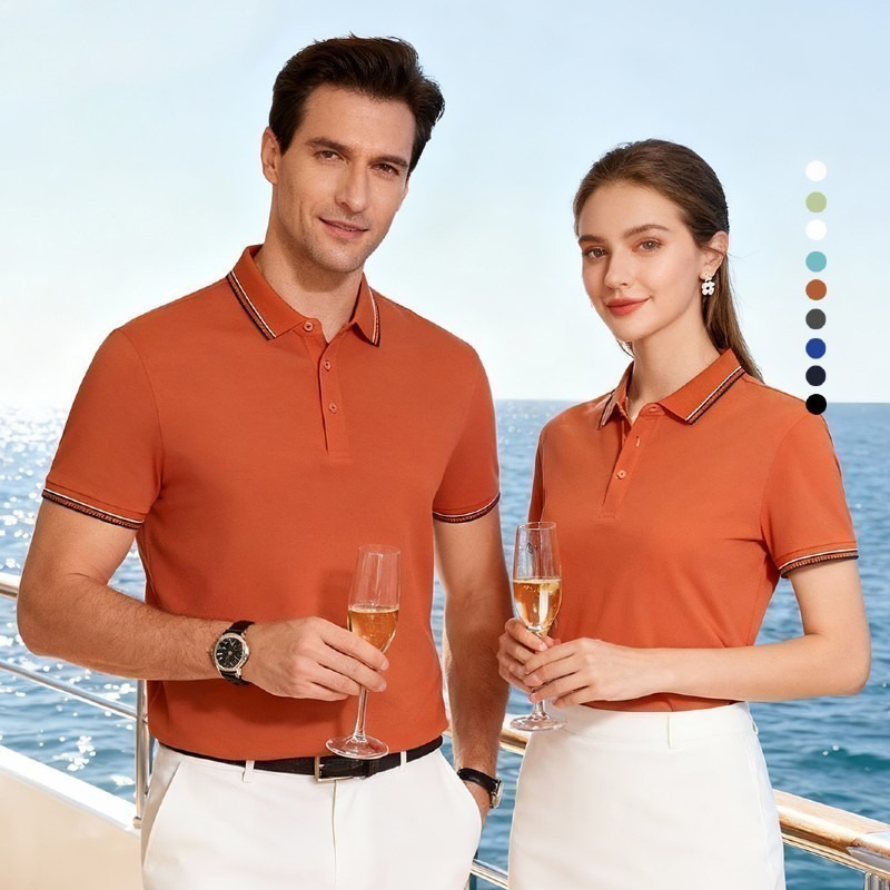 2026 Business Solid Color Breathable Sorona Cooling Effect Two-Tone Collar T-Shirt Polo Shirt Customizable Logo