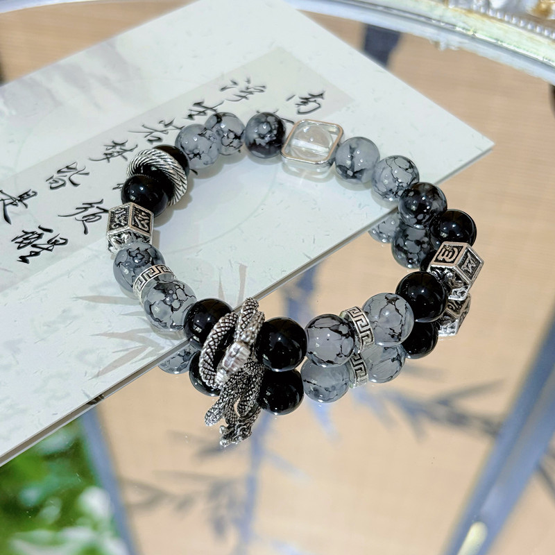 Pareja original estilo antiguo hecha a mano pan de dragón con cuentas pulseras pulseras para hombres niñas nuevas joyas de muñeca china