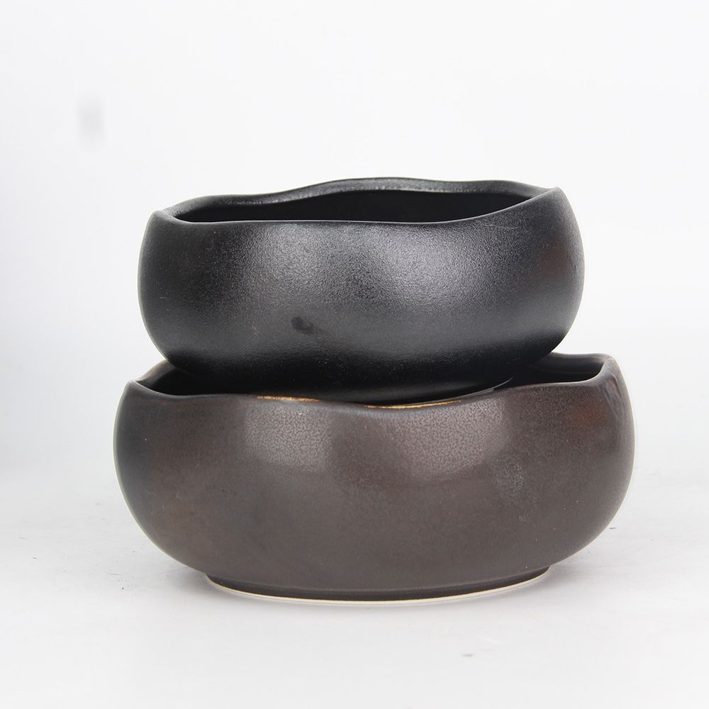 Creativo esmerilado de cerámica borde de la onda tazón Casa de Campo hogar tazón de sopa tazón de arroz tazón de verduras tazón al vapor tazón de fideos tazón de ensalada de frutas