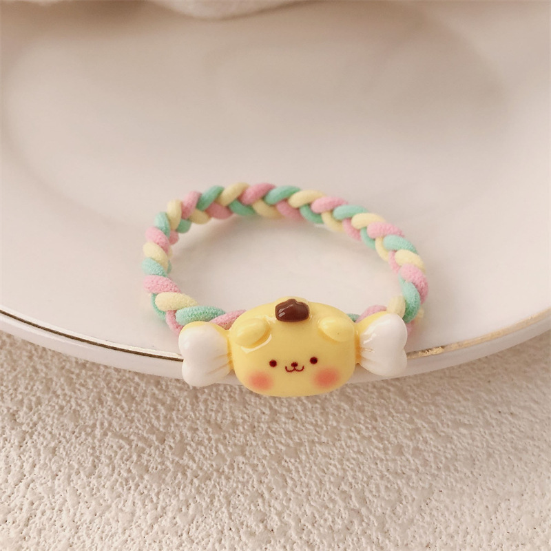 Caramelo lindo animal trenzado anillo de cabello cuerda de cabeza dulce niña alta elástica ins Fengsen cuerda de cabello correa de correa adornamiento para el cabello