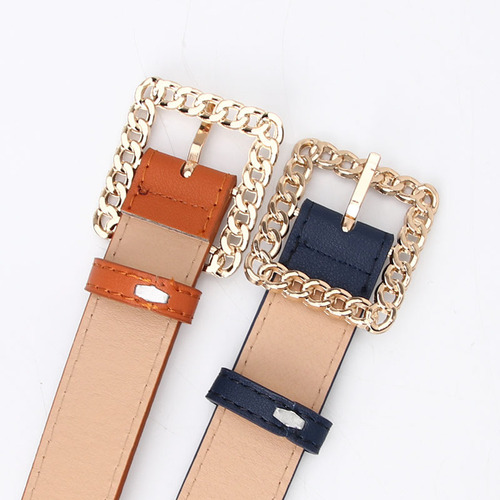 Trendy Lady Belt with Hollow Square Buckle, Women's Decorative Belt, Elegant and Simple Denim Belt, Factory Wholesale