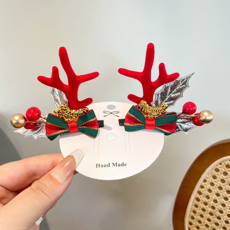 Regalo di Natale Forcina per capelli di alce di Natale Fascia per capelli da donna Cravatta Sen Forcina per capelli di corna di cervo carina per bambini Copricapo_voghion.com