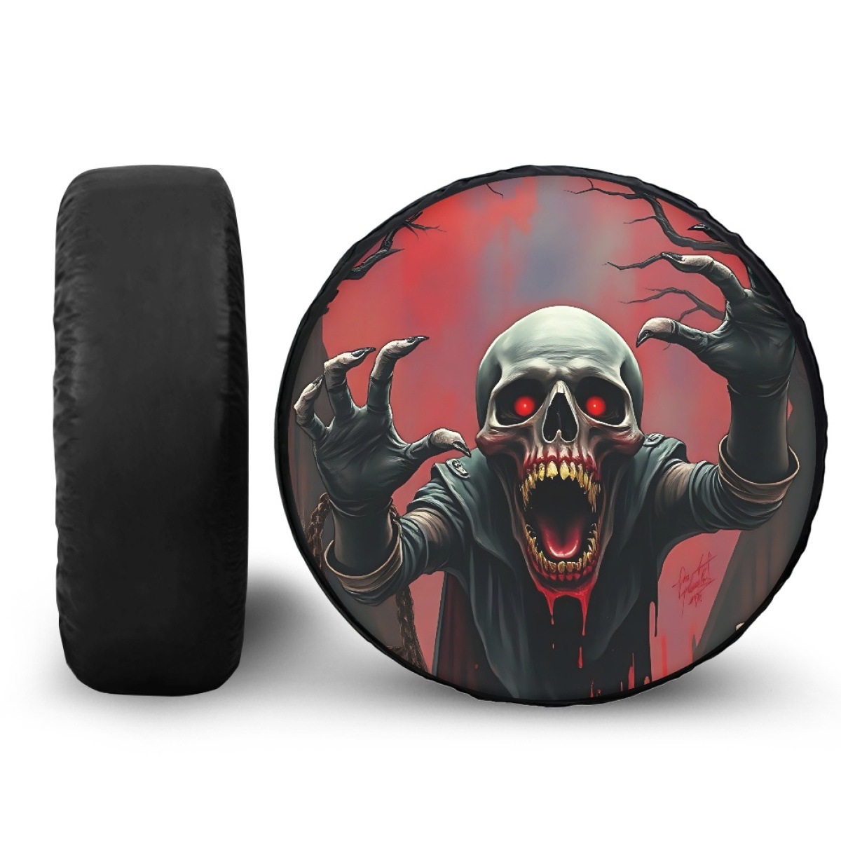 Amazon car tire sunshade, dustproof and waterproof spare tire cover with Halloween print, customizable with your own design, can be shipped on behalf of others