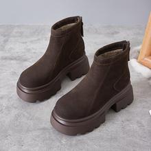 厚底雪地靴女2025年冬季新款加绒加厚外穿保暖增高百搭短筒马丁靴
