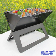 X型薄木炭手提烧烤炉户外折叠式炭炉grill迷你家用烧烤架子批发