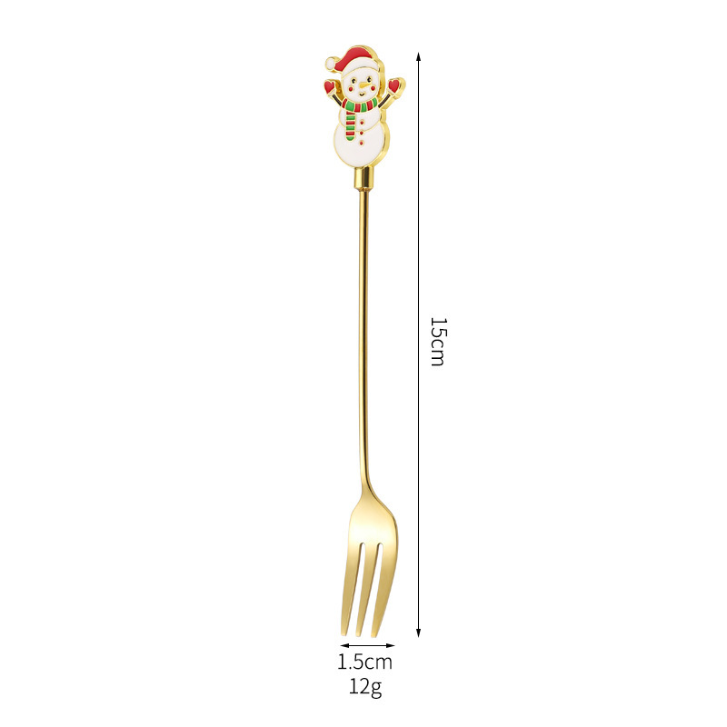 クロスボーダー新しいクリエイティブクリスマススプーン 304 ステンレス鋼クリスマス食器漫画クリスマスギフトボックスセットスプーンとフォーク|undefined