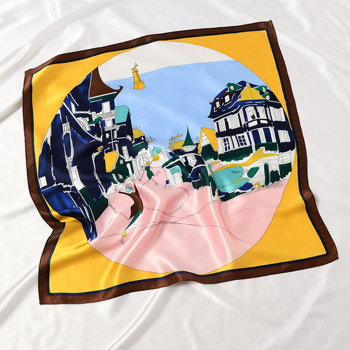 70cm silk square scarf, spring and autumn mulberry silk scarf for women, Korean version, thin, versatile, decorative scarf and headband
