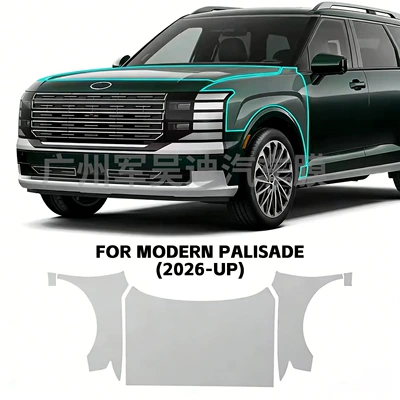 Tpu Ppf Pre-Cut Car Paint Car paint protective film - 2026-hyundai-palisade-front-hood-front-fender-pair-tpu-protective-film-tpu75mil-car-paint-mask