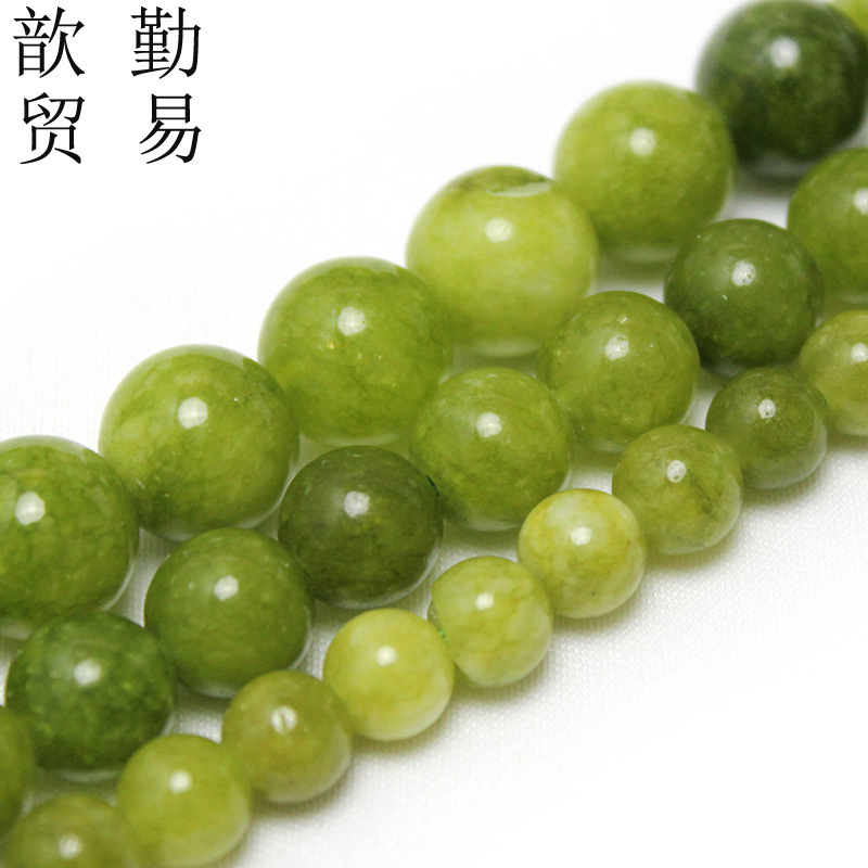黄绿色橄榄晶玉髓散珠子圆珠diy手工串珠手链饰品配件编织材料|undefined