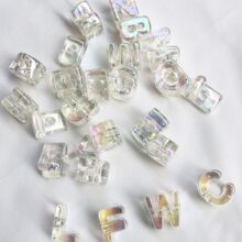 大孔UV镀彩亚克力字母珠串珠子散珠diy包包挂件钥匙扣饰品配件