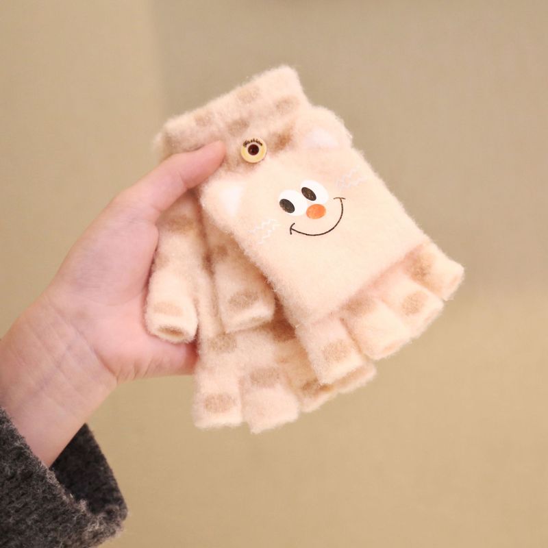 子供用カバー手袋冬の男女子供のかわいいアニメぬいぐるみは、凍結防止防寒保温ニット手袋を厚くしている|undefined