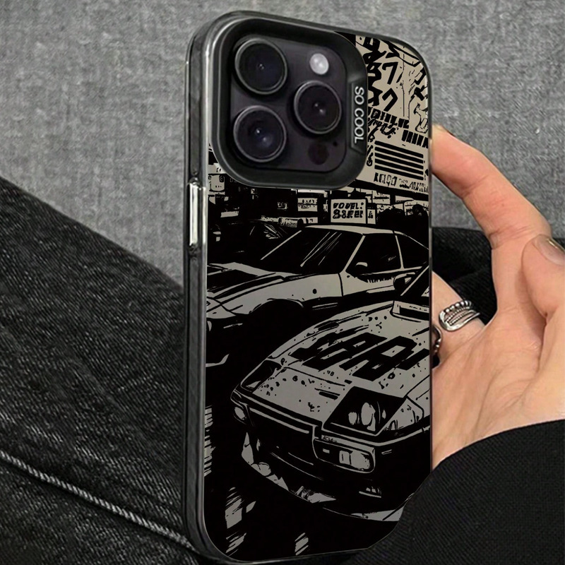 Popular Retro Black Sports Car Case Suitable for Apple 11Promax Matte 13 Protective Case 15/14 Phone Case 16/17