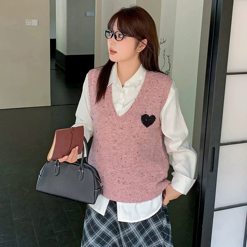 Женский трикотаж больших размеров с v-образным вырезом и трикотажем, осень 2025 г., свободный ленивый жилет толщиной мм 22627