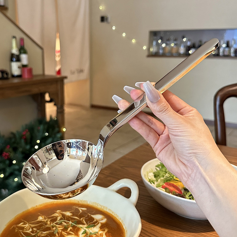 [Export to Germany] 316 Stainless Steel Long Handle Large Round Spoon Soup Spoon Spoon Big Head Soup Spoon Rice Noodles