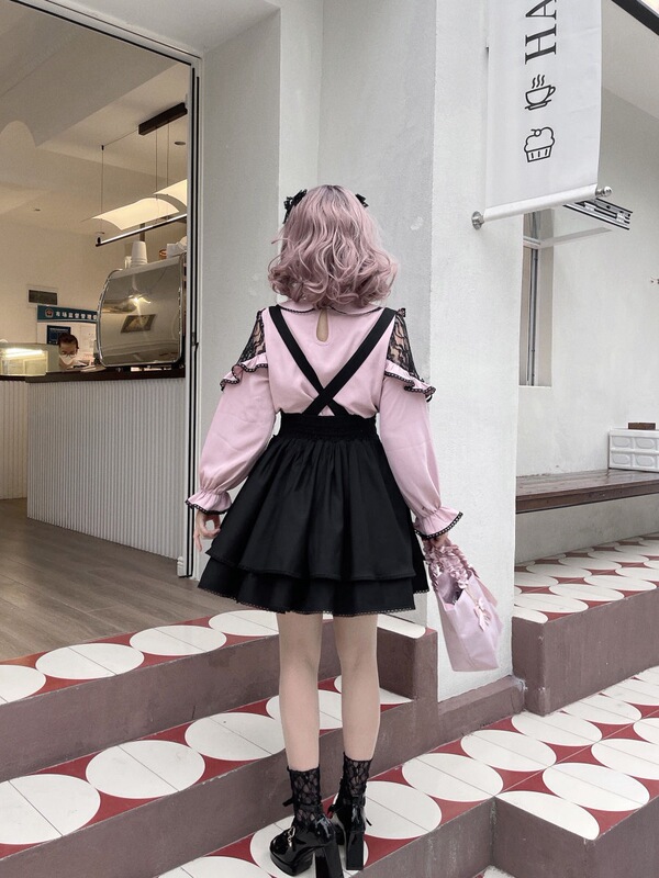 雷系裙子穿搭蝴蝶结日常背带裙小个子套装服饰服装蕾系半身裙穿搭|undefined