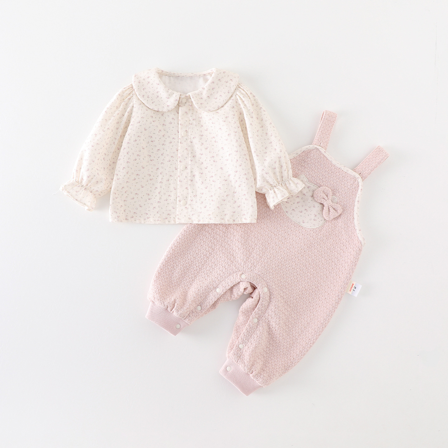 2026 Autumn Girls' Two-Piece Overalls Set, Sweet Spring and Autumn Outfit