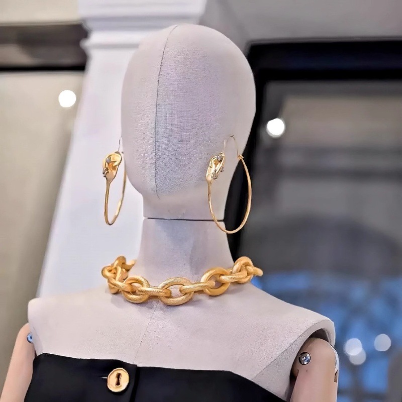 Light Luxury Retro European and American Old-Fashioned Diamond-Encrusted Large Hoop Earrings Feminine Earrings Exquisite and High-End Facial Features Earrings for Women