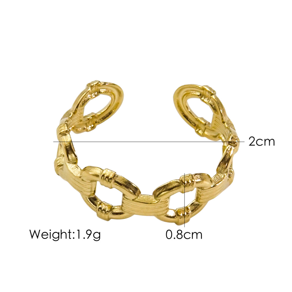 Geometric, Letter, Flower Pattern Women'S Gender PVD Coated 14K Gold Real Gold Plated Geometric Letter Flower 304 Stainless Steel Basic Simple Style Waterproof Non Tarnish Open Rings