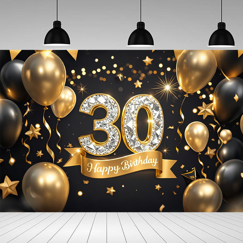 Nueva tela de fondo de feliz cumpleaños transfronteriza, carnaval de fiesta, serie principal de decoración de escenas, banner de cumpleaños