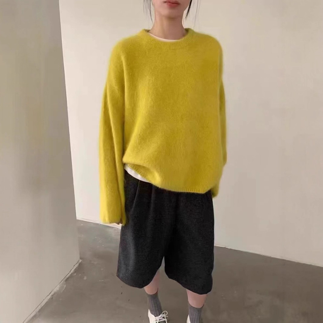 慵懒风套头针织衫外穿秋冬休闲时尚松弛感宽松软糯仿貂绒毛衣女装