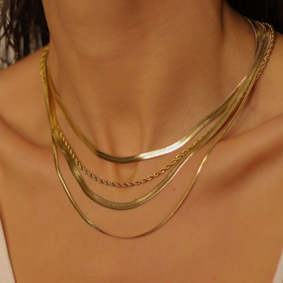 Wholesale Jewelry Simple Style Geometric Solid Color Titanium Steel Chain Necklace display picture 3