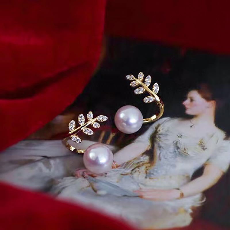 天然淡水珍珠耳钉女简约2021新款潮14k注金麦穗