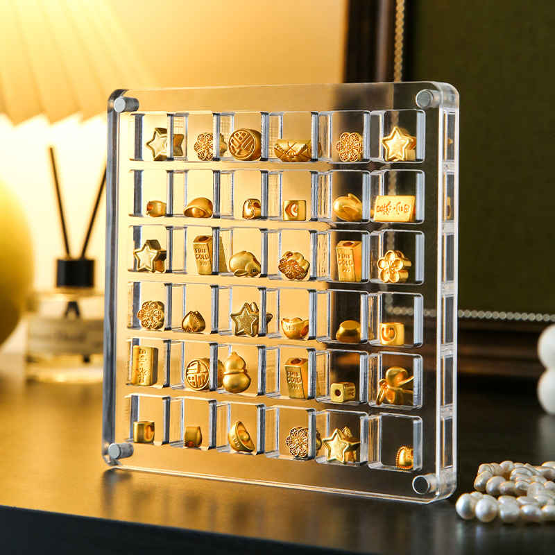 Small Gold Bead Storage Box Acrylic Magnetic Gold Display Box Small Compartment Gold Storage Box Gold Bead Storage Bottle