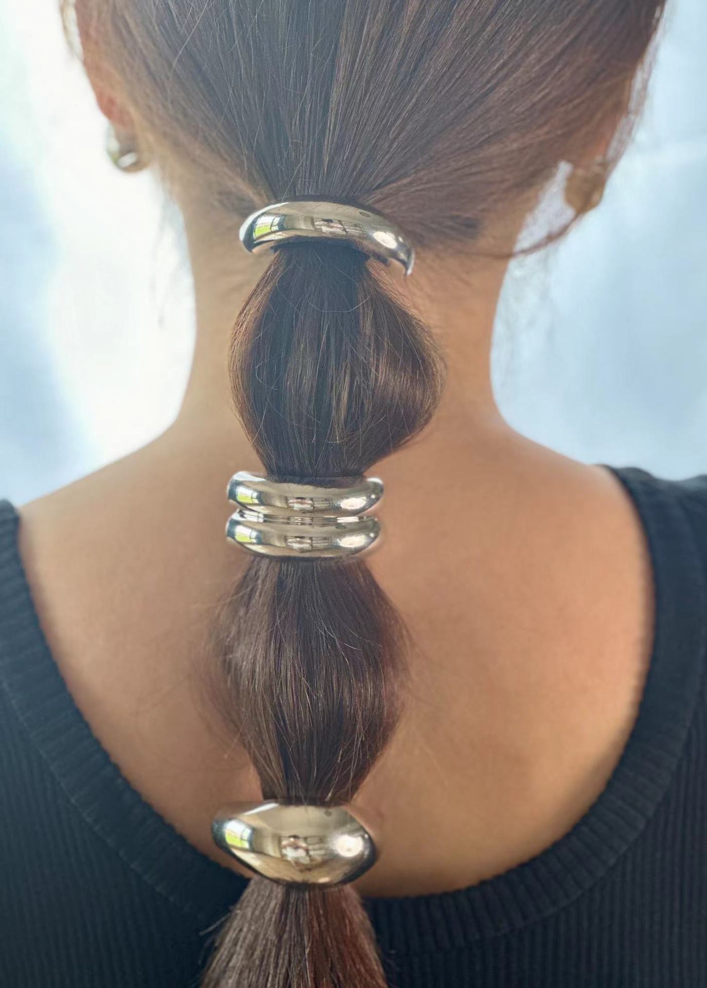 Alloy Material Solid Color Pattern Women's Simple Style Solid Color Alloy Hair Tie