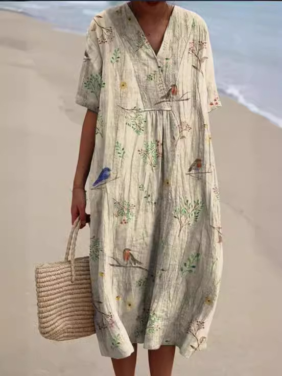 New Women's Clothing Hot-Selling Comfortable Loose Printed Long Dress_ecoleips.com