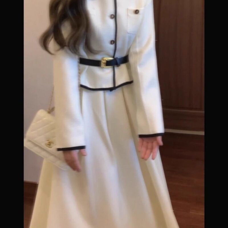 温柔风盐系穿搭半身裙外套女秋冬季新款法式感连衣裙两件套女|undefined