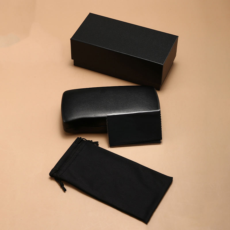 Leather Large V Glasses Case with Lid, Large Sunglasses Case, Sunglasses Four-Piece Set, Packaging Box Set, Glasses Case