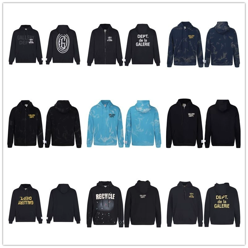 GALLERY DEPT TIDE, классическая толстовка с капюшоном в стиле кросс-бодер, из чистого хлопка, махровая, унисекс, свободного кроя, повседневная.