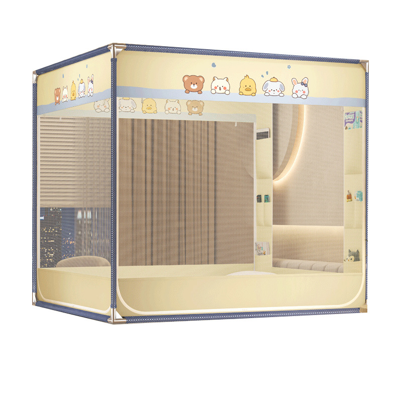 Mosquitera anti-caída Dormitorio doméstico 2025 Nuevo estilo sin instalación completa yurta con estampado fondo completo cama anti-caída para bebés