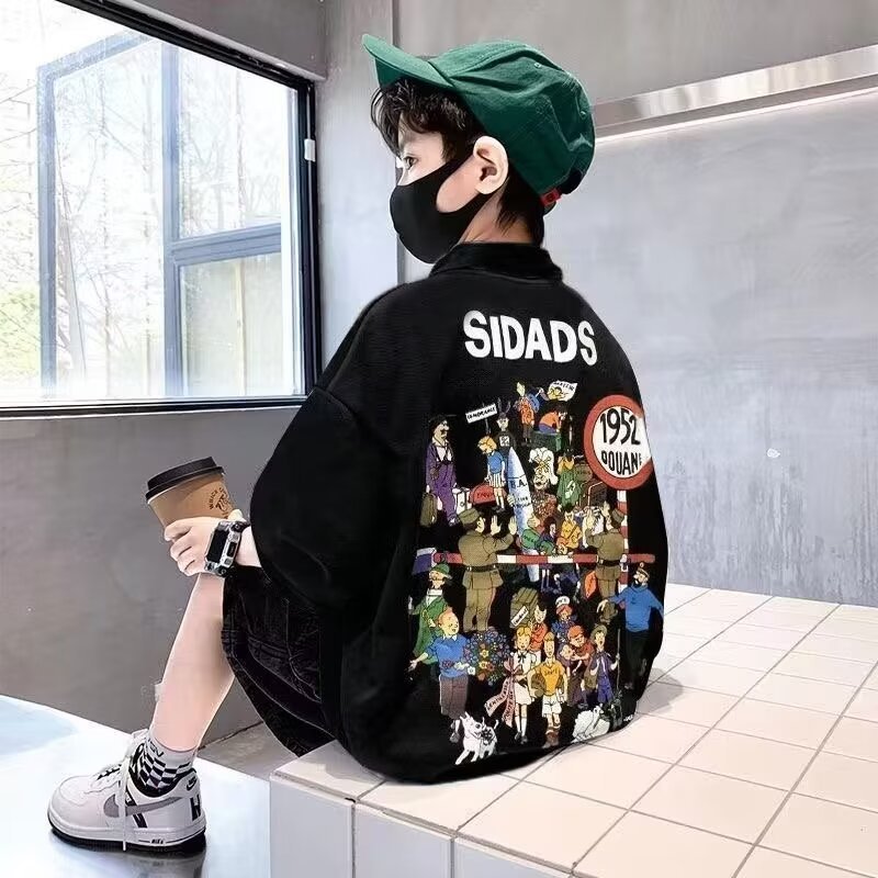 Children's summer trendy short-sleeved T-shirts for boys, 2024 new style, fashionable polo shirts for older children.