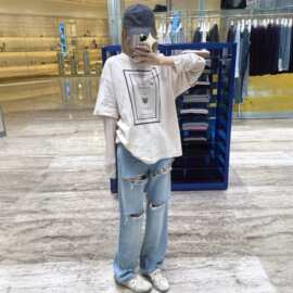 正确版现货原标AC家26SS假两件印花圆领长袖T恤男女同款宽松百搭