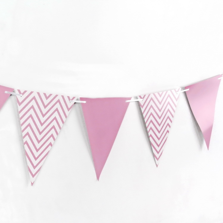 Bandera de triángulo de estampado de oro de ondas nórdicas de fiesta de cumpleaños artículos de papel decoración bandera de triángulo bandera