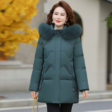 品牌中长款羽绒服女时尚高级妈妈装加厚保暖中老年显瘦洋气外套冬