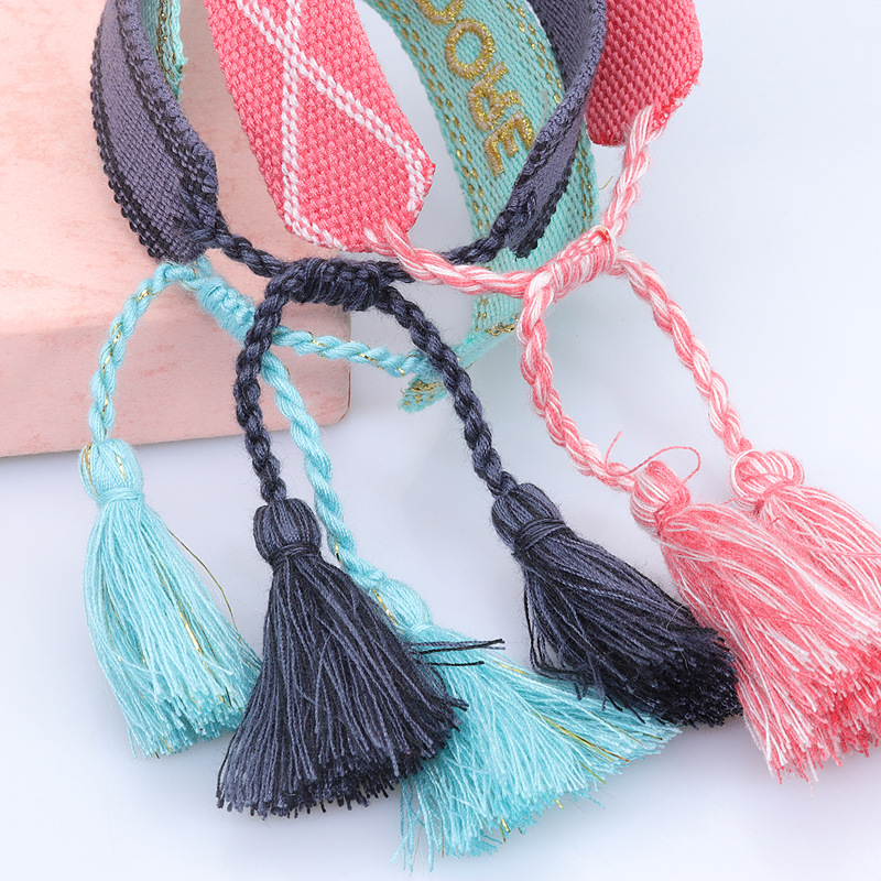 Fashion Letter Polyester Cotton Embroidery Braid Unisex Bracelets display picture 5